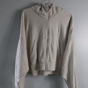 Cream Oversized Adidas Hoodie Sz Medium Excellent Zip Up Full‎